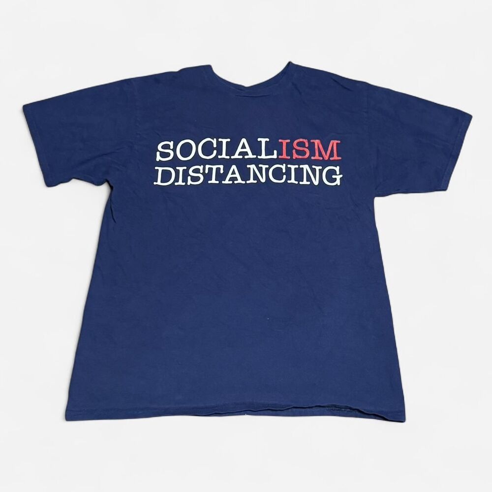 Port & company navy blue socialism Large size (width 21in, length 25in) T shirt